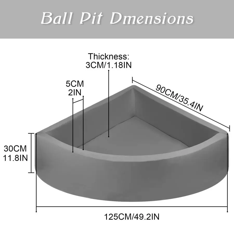 Pit gris foncé, fosses à balles en mousse pour tout-petits, parc de piscine à balles pliable, piscine à balles souple Portable 35,4x11,8