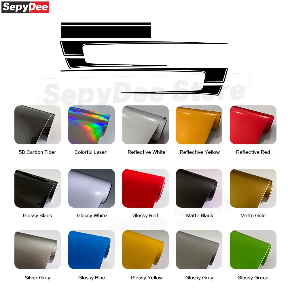 Car Body Door Side Stripes Kits Vinyl Film Decals for Ford Ranger Pickup Truck Hood Engine Cover Decor Sticker Car Accessories