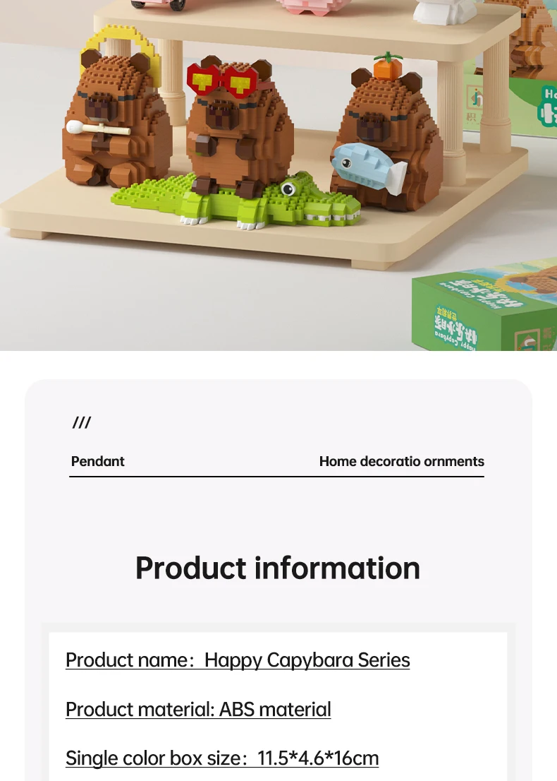 NEUES Kreatives Capybara-Baustein-Set - Niedliches Wasser-Mausläuse DIY-Modell | Lustiges MINT-Spielzeug für Kinder & Erwachsene, ideale Geburtstagsgeschenke – Detail 10