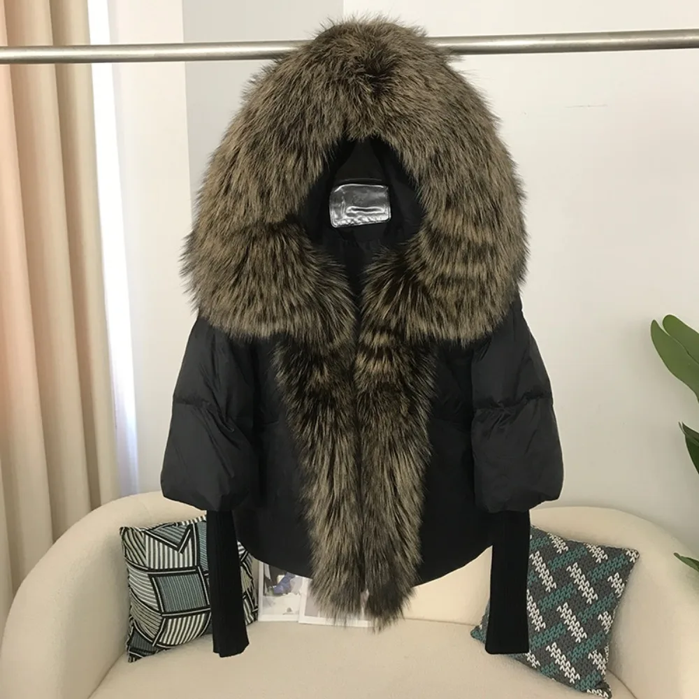 OFTBUY Duck Down Jacket Woman Hooded Natural Thick Winter Jacket Warm Loose Real Fox Fur Coat Oversize Streetwear Outerwear