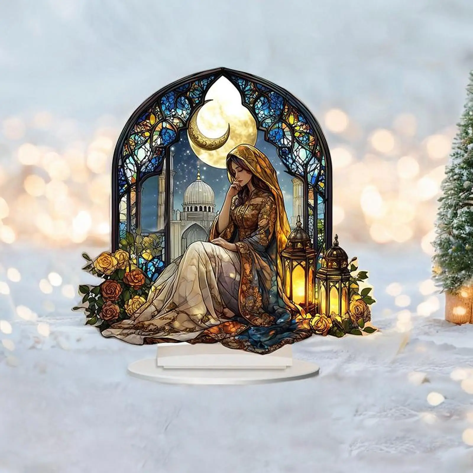 Decoração acrílica deusa da lua, decoração de festa, atmosfera festiva atraente, única, fácil instalação, display de mesa para canto