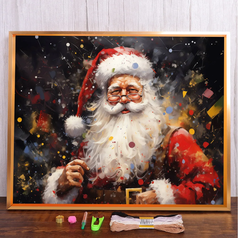 

Portrait Santa Claus Cross-Stitch DIY Embroidery Full Kit Handicraft Knitting Needlework Handiwork Jewelry Room Decor Mulina