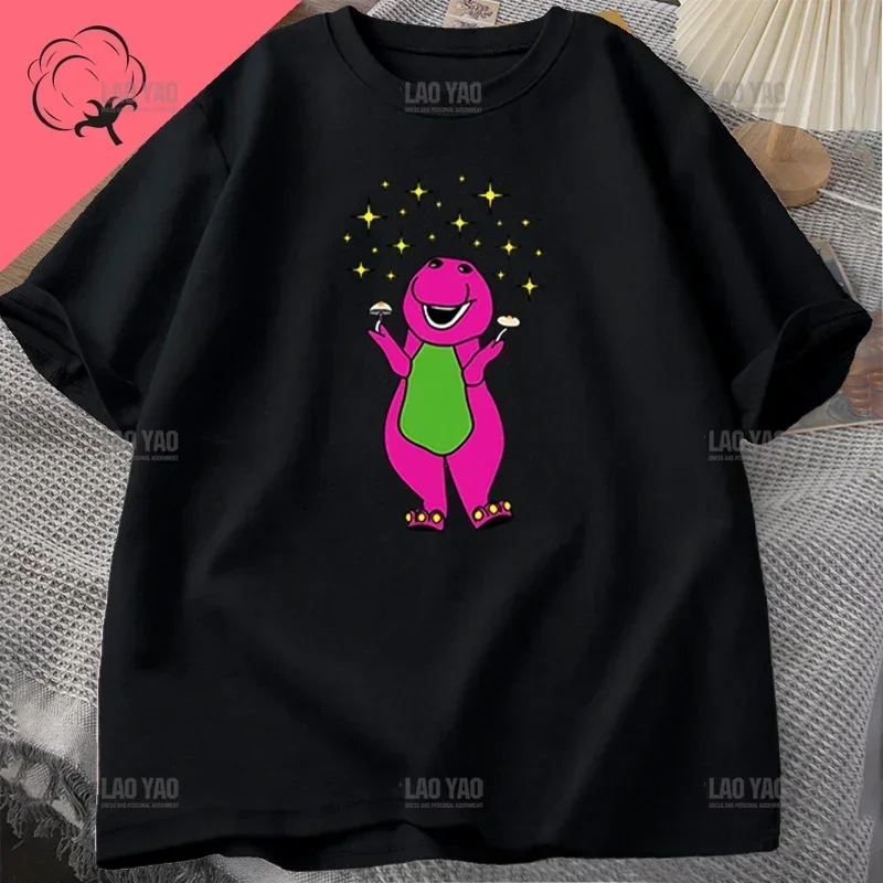 Funny Barney & Friends Cartoon T-shirt Men's Clothing T-shirt Summer Print T-shirt Cotton Unisex Top for Men and Women