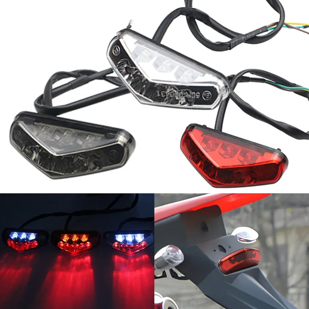 Motorcycle LED Mini Tail License Light 12V Rear Brake Lamp For Pit Dirt Bike ATV Chopper Scooter Cruiser Number Plate Taillight