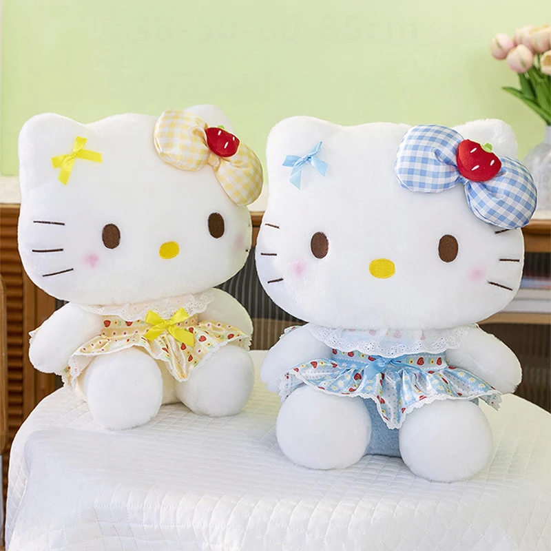 

Sanrio Kawaii Strawberry KT Hello Kitty плюшевая игрушка мягкая кукла с цветочной платьем милая подушка с котом для детей подарок на день рождения и Рождество