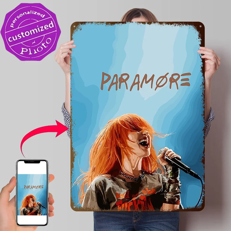 Paramore Hayley Williams Singing Portrait Personalized 3D Textured Metal Poster Wall Art Vintage Tin Signs for Decoration Garage
