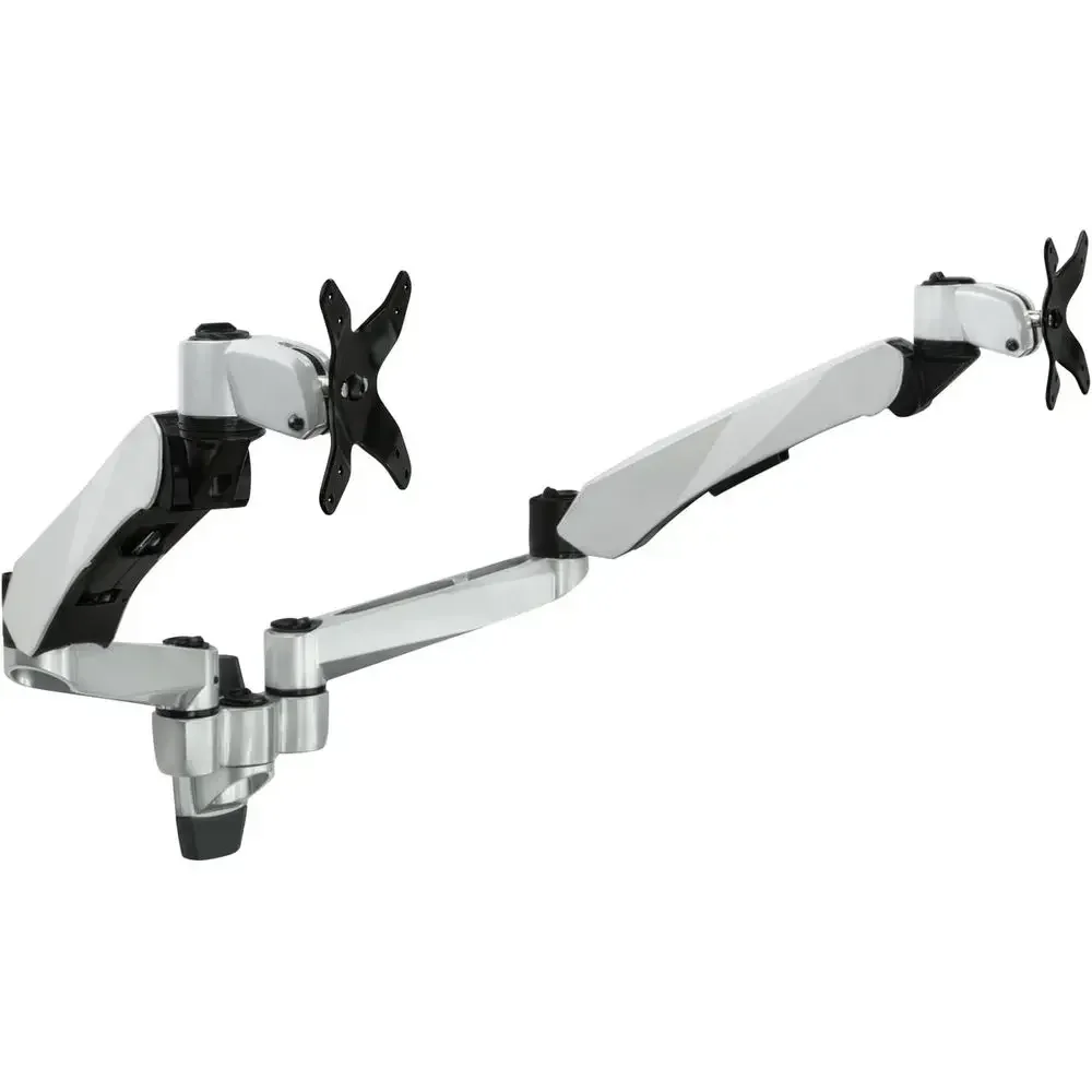Suporte de Parede para Dois Monitores, Braços com Mola a Gás, VESA 75x75 e 100x100, Capacidade de 19,8 lb, Prata