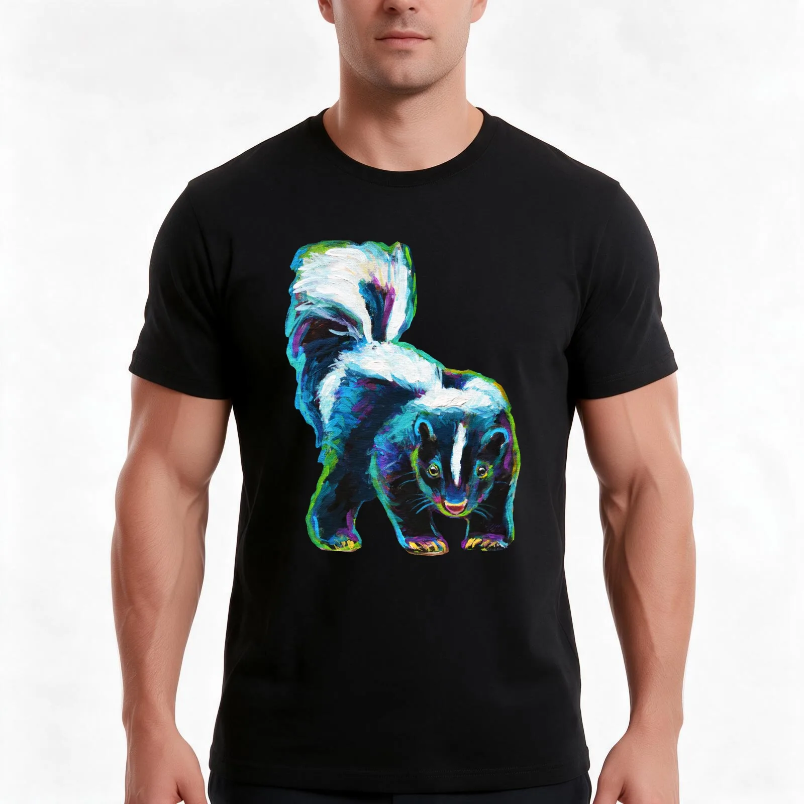 Skunk by Robert Phelps T-Shirt, Summer Casual Cotton Tee, Oversized Streetwear Tops, Vintage Graphic Print, Unisex Men Women