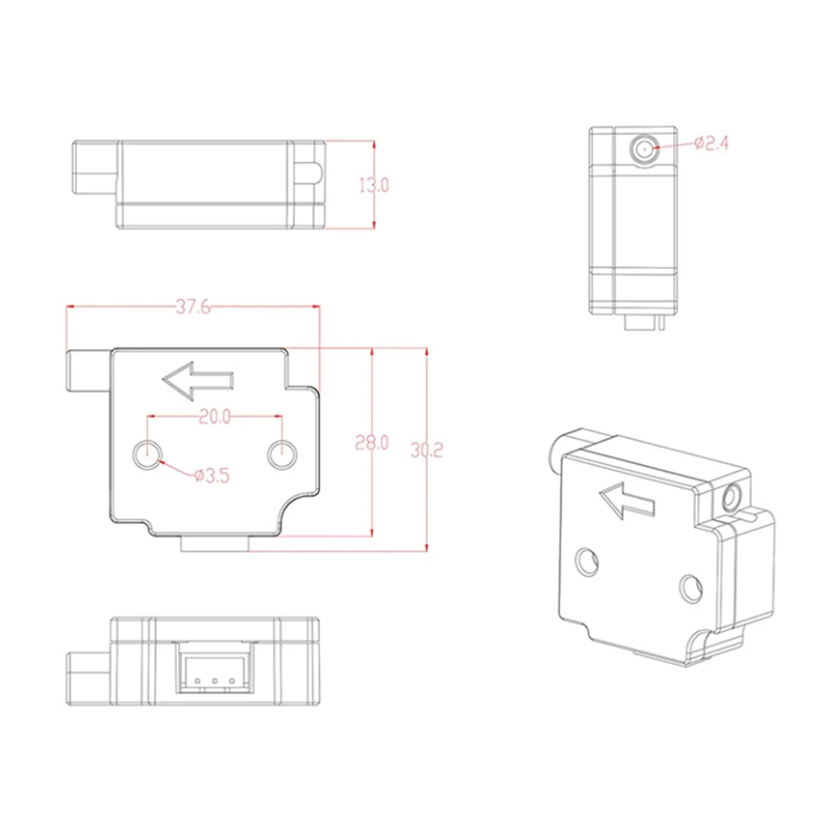 A03R 1Pc Acessórios de interruptor de sensor para 2 Pro/ 2Plus/ 2 Max Módulo de detecção de filamento/Sensor