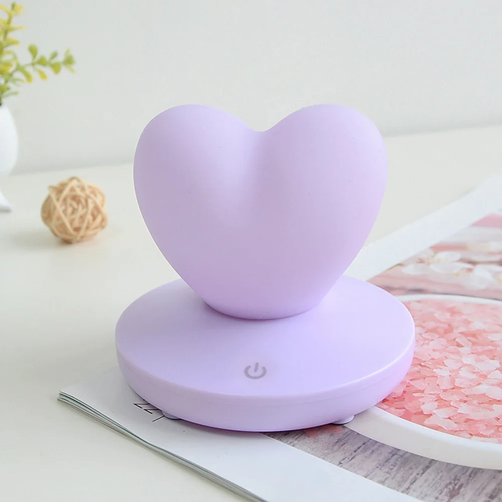 Heart Shape Rechargeable Night Light Purple Compact Creative Bedside Lamp for Room Bedroom Gift Night Light