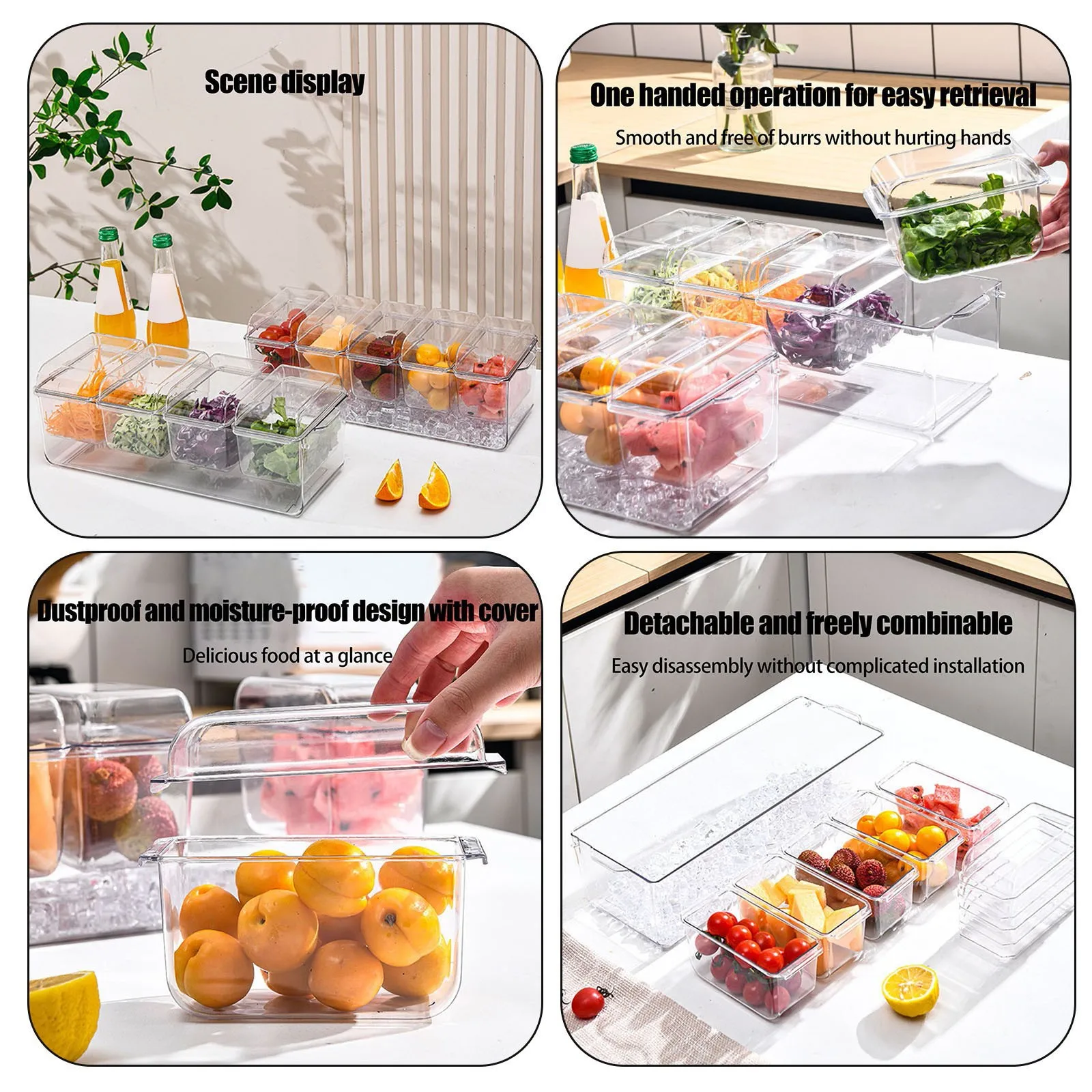 4/5 Compartiment Kruidenbak Bar Ijsgekoelde Kruiderij Box Bar Drinkt Fruit Snack Container Opbergdozen Fruit Lade