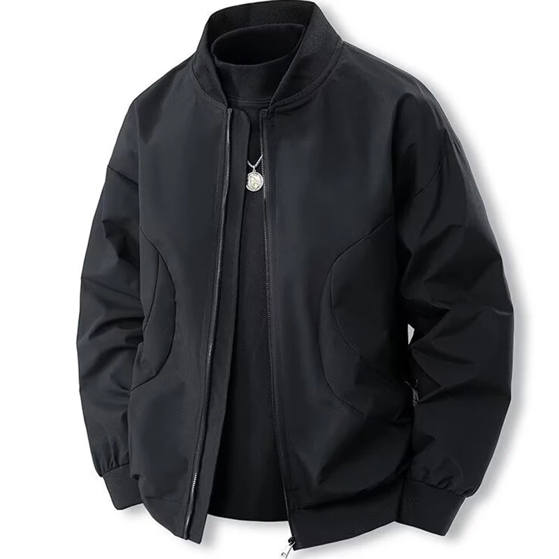 الخريف الرجال Bomber سترة بلون جيب سستة سترة واقية الوقوف طوق الصيد في الهواء الطلق التكتيكية سترة عادية ملابس خارجية #3