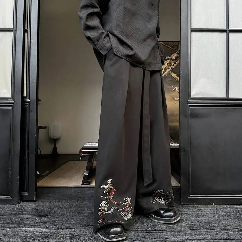 LUZHEN Luxury Original Embroidery Pattern 2025 Chinese Style New Straight Trousers Men's Fashion Elegant Handsome Pants JY7172