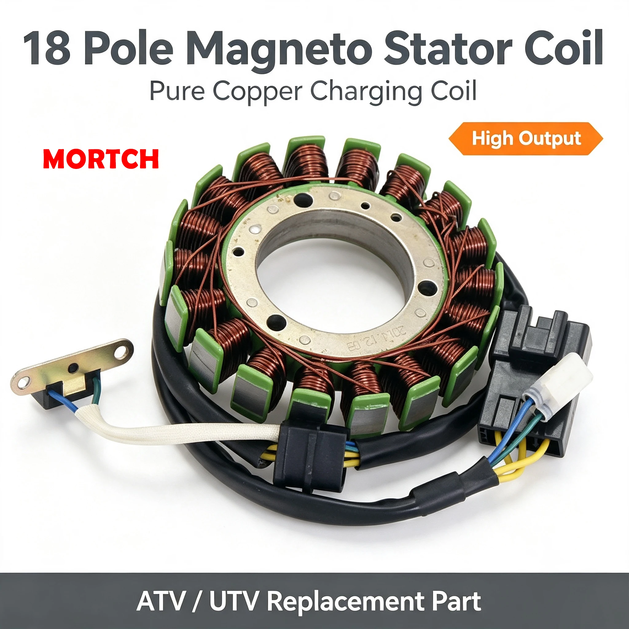 18 Pole Magneto Stator Coil Pure Copper For CFMoto 500 600 625cc ATV UTV SSV CF188 196S‑B‑C Replace OEM 0180‑032000