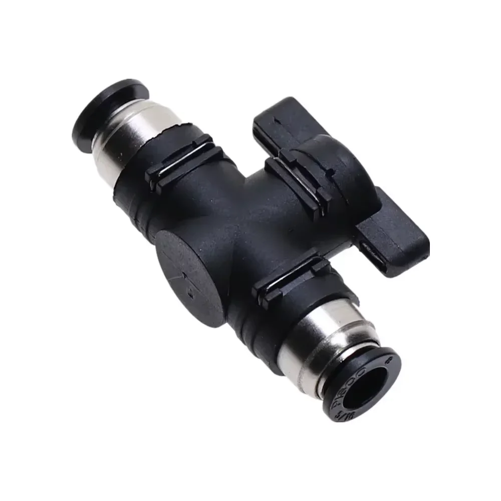 BUC 4mm 6mm 8mm 10mm 12mm Black Pneumatic Push In Quick Joint Connector Hand Valve To Turn Switch Manual Ball Current Limiting