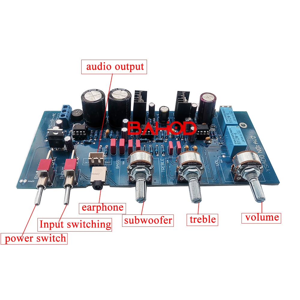 

AV2 headphone amplifier front-end HiFi tone board with 2 inputs and direct function with headphone amplifier finished board