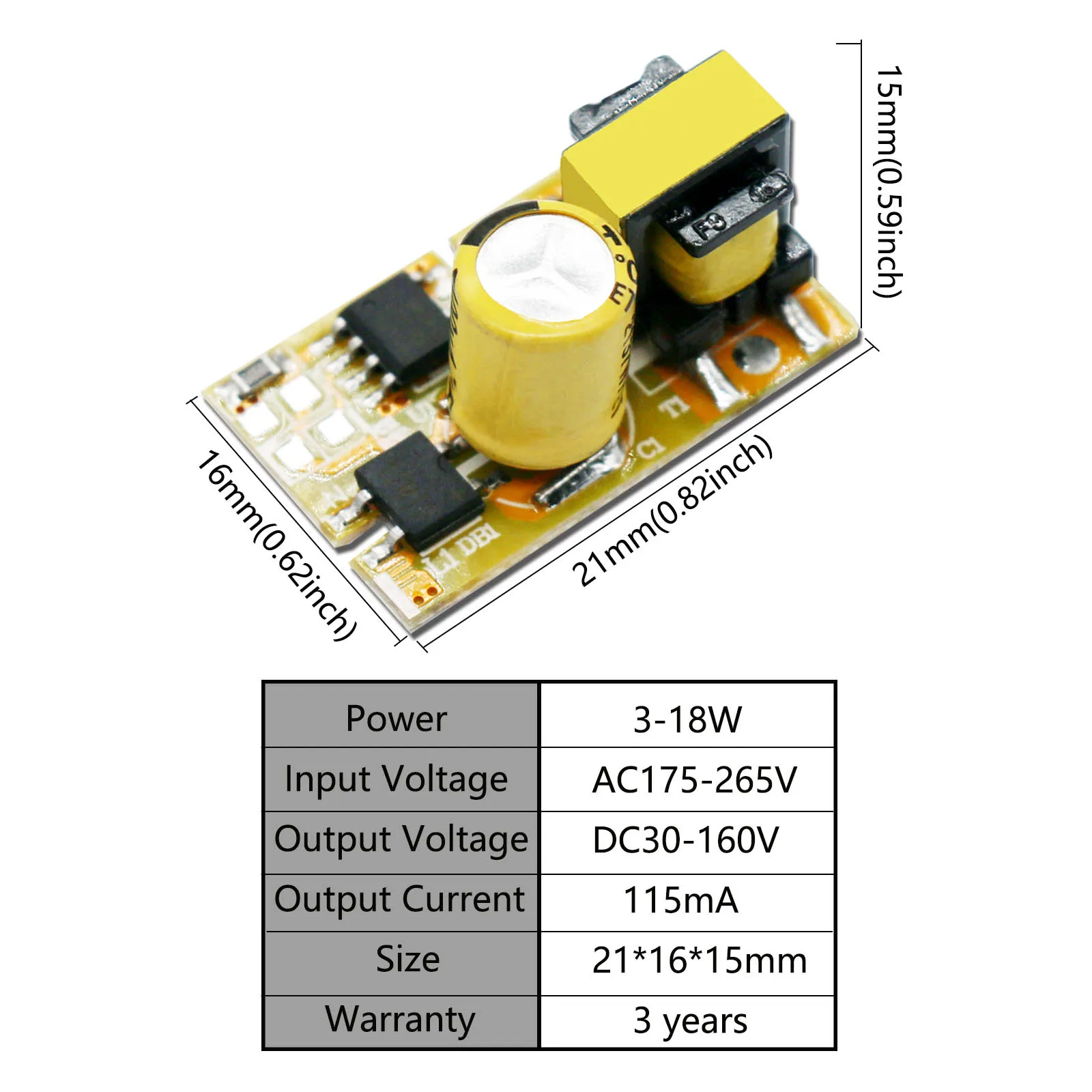 Imagem -03 - Driver de Led 318w Fonte de Alimentação Corrente Constante 115ma Transformadores de Iluminação de Controle de Tensão Automático para Luzes Led Diy 80 Peças