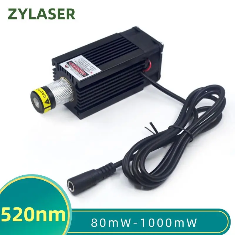 

High Power Focusable 520nm Green Line/Cross Line/Dot Laser Diode Module 80mW 135mW with Cooling Fan (Free With Bracket)