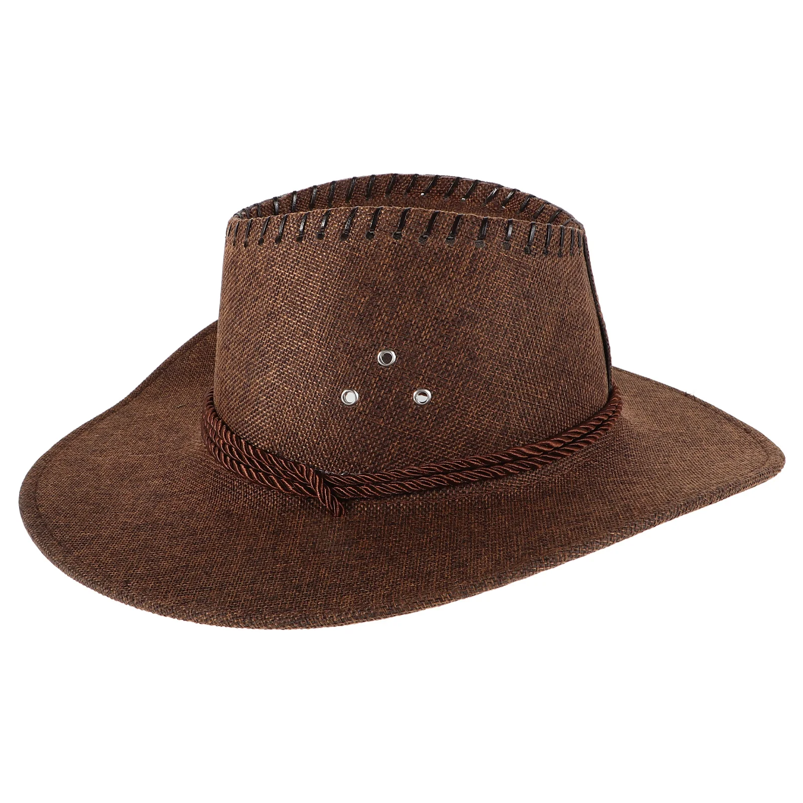 

Foldable Cowboy For Men Women Straw Woven Wide Brim Western Style Beach Party Sun Protection Hat Cowgirl Costume Outdoor Travel