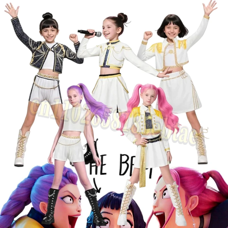 

Anime KPop Zoey Lumi Girls Dress Set Demon Hunters Cosplay Costume Stage Performance Outfit Halloween Carnival Comic-con Party