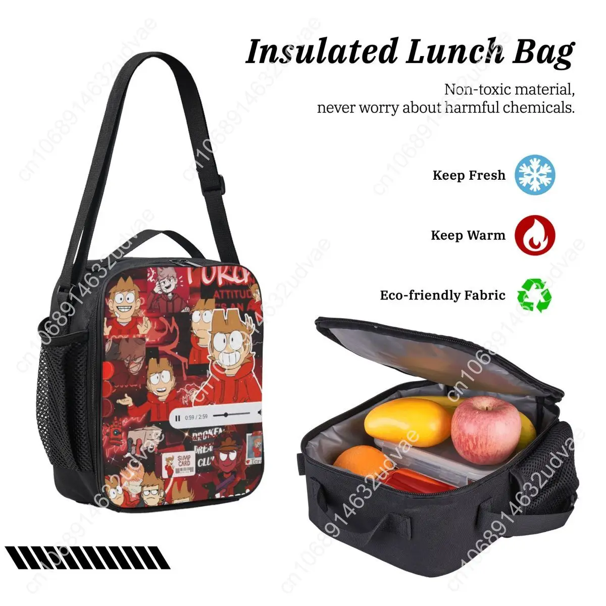 Eddsworld Backpack Student Boys Girls BookBag School Bag Computer Shoulder Bags 3ps Insulated Lunch Bag Pencil Case