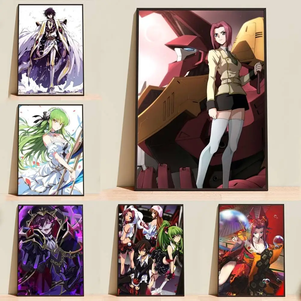 L-Lelouch-CC Anime C-Code Geass Poster Self-adhesive Waterproof Paper Sticker Coffee House Bar Room Wall Decor