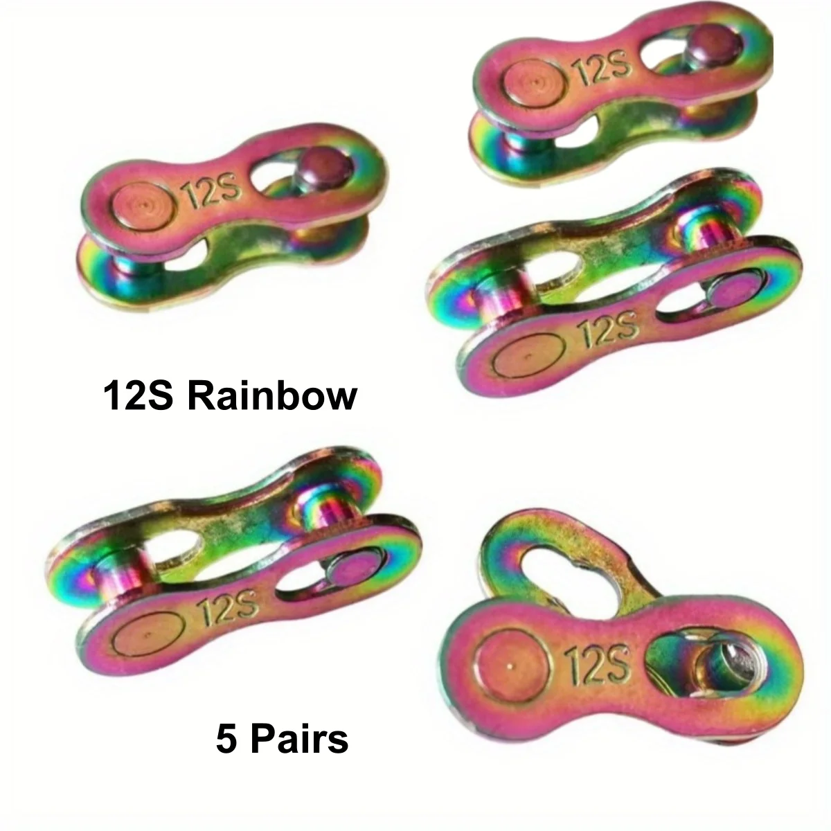 5 Paar Fahrrad-Kettenverbindungsstücke für 1-, 6-, 7-, 8-, 9-, 10-, 11-, 12-Gang-Ketten, CP, Gold & Regenbogenfarben – Detail 24