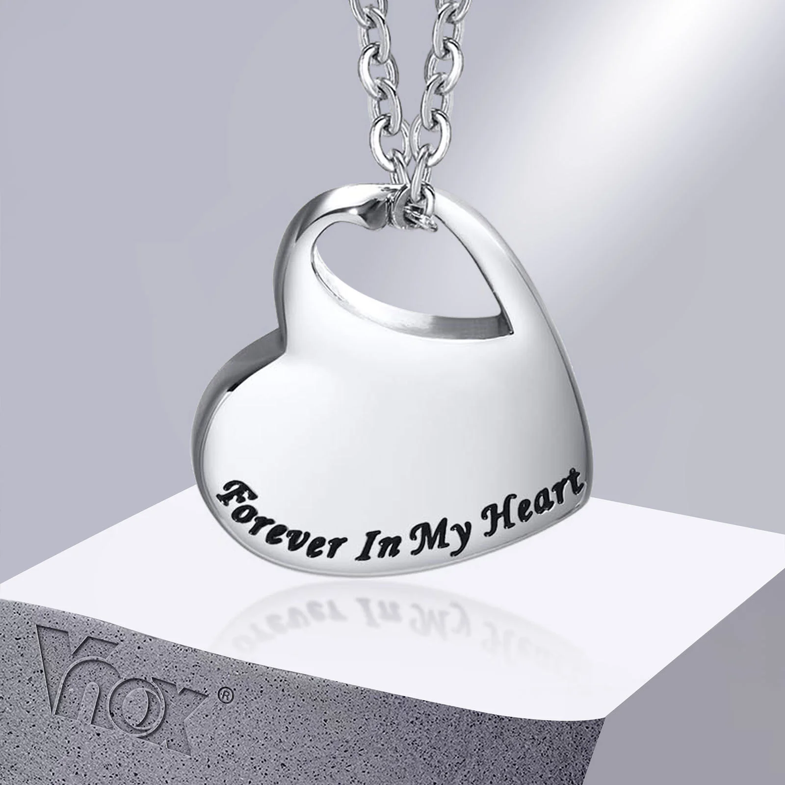 Vnox Urn Necklaces for Women, Heart Shaped Pendant with Funnel Tools, Forever in My Heart Memorial Family Pets Ashes Holder