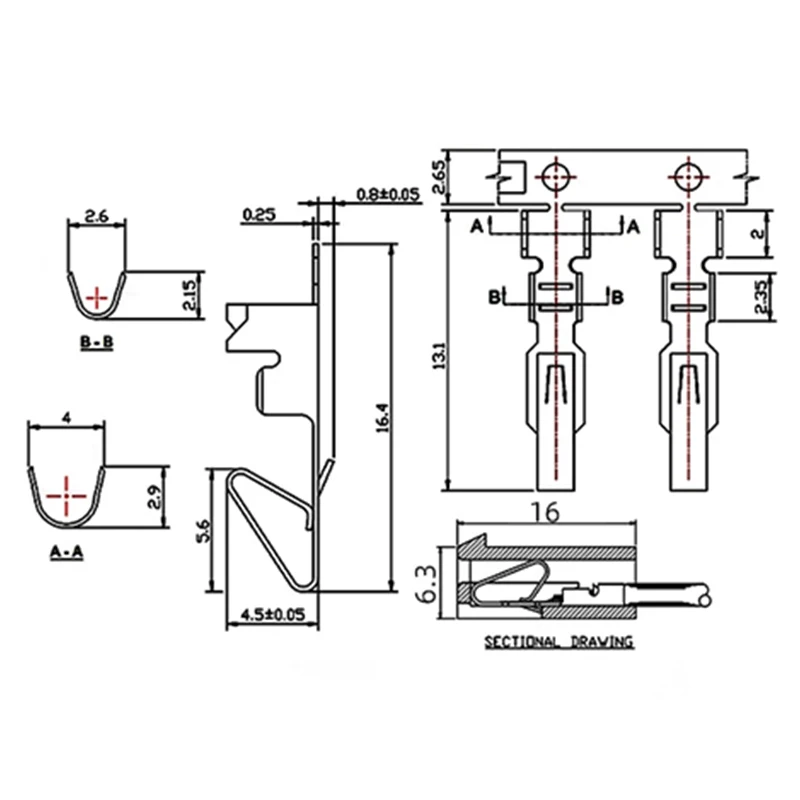 50 Stück CH3.96 Reed-Anschlussstecker, Kaltkopf-Buchsenstecker, 3,96 mm Kabelgehäuse für elektronische Komponenten – Detail 1
