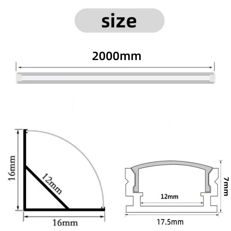 Imagem -06 - Alumínio Perfil Canal Titular para Led Strip Light Bar u e v Forma Canto sob a Lâmpada do Armário Armário da Cozinha 100 Peças Lote 2m