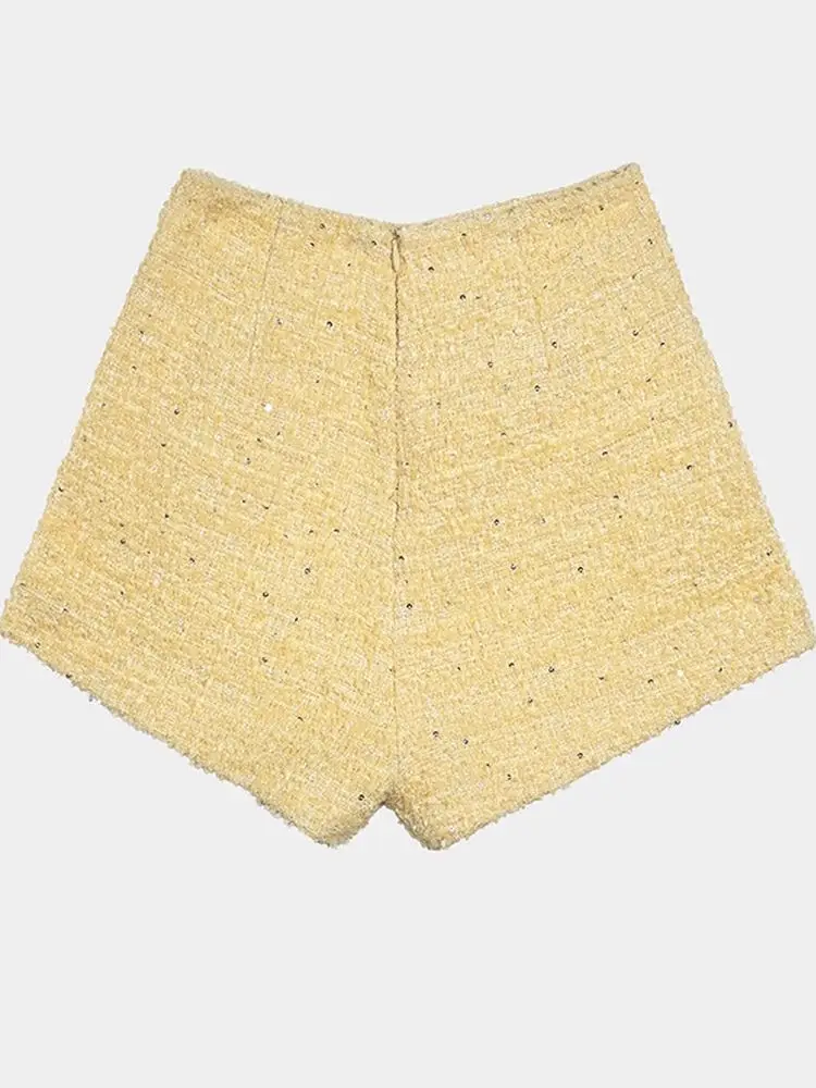 

Удобные повседневные шорты Youenbb Ele Sle в клетку с пайетками, универсальные, женские, из полиэфирного волокна, облегающие, с завышенной талией