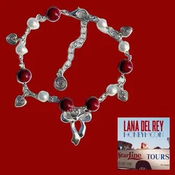 Dark Red Lana Del Rey Honeymoon Bracelet heart Beaded y2k