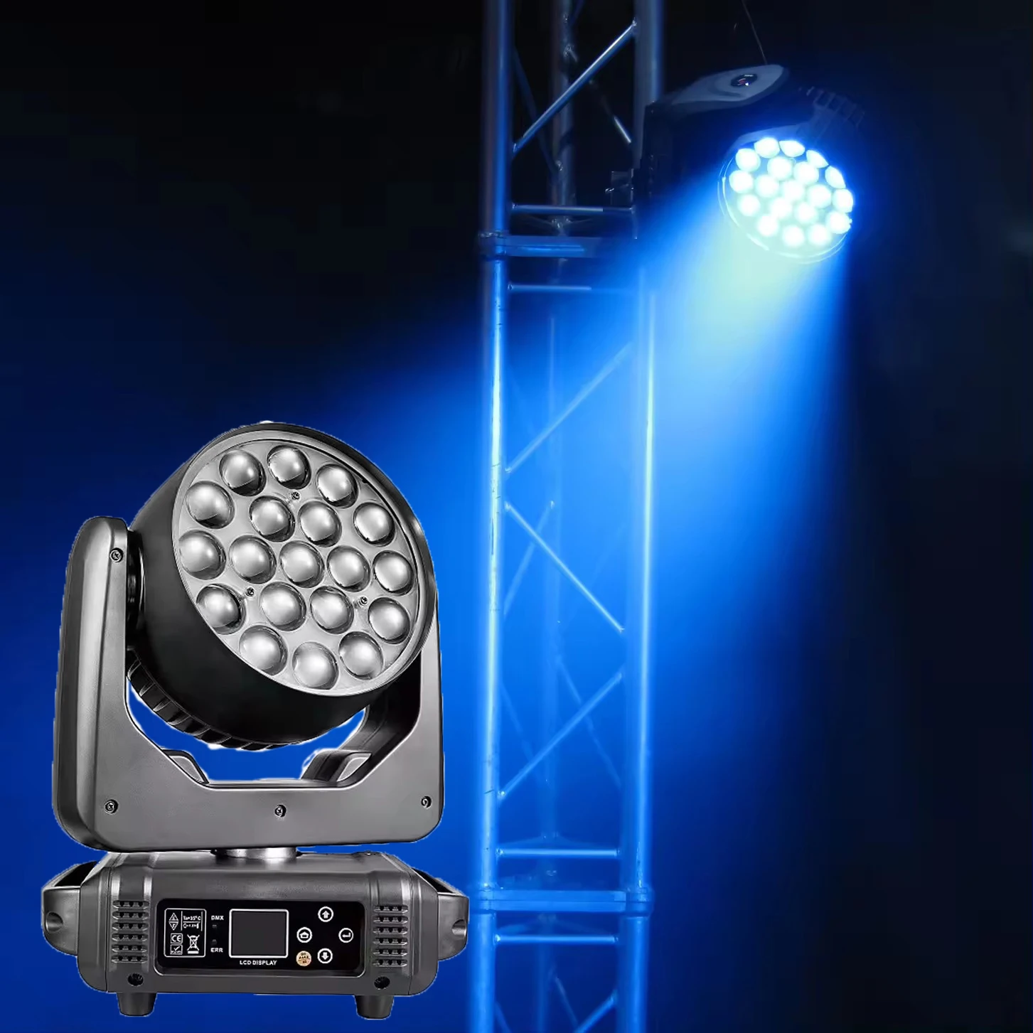 Stage Moving Head Wash Light 19 Pcs 15w Zoom Led Rgbw 4 In 1 Moving Head Light Stage Lighting  Dj Disco Party  Light