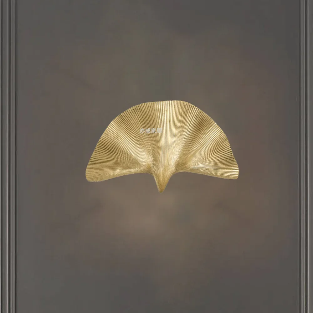 American light luxury ginkgo biloba full copper wall lamp