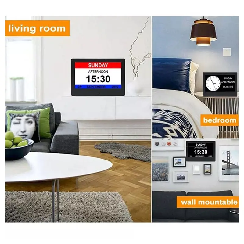 AA08-Electronic Clock HD Digital Photo Frame Alarm Clock Standalone Advertising Machine EU Plug