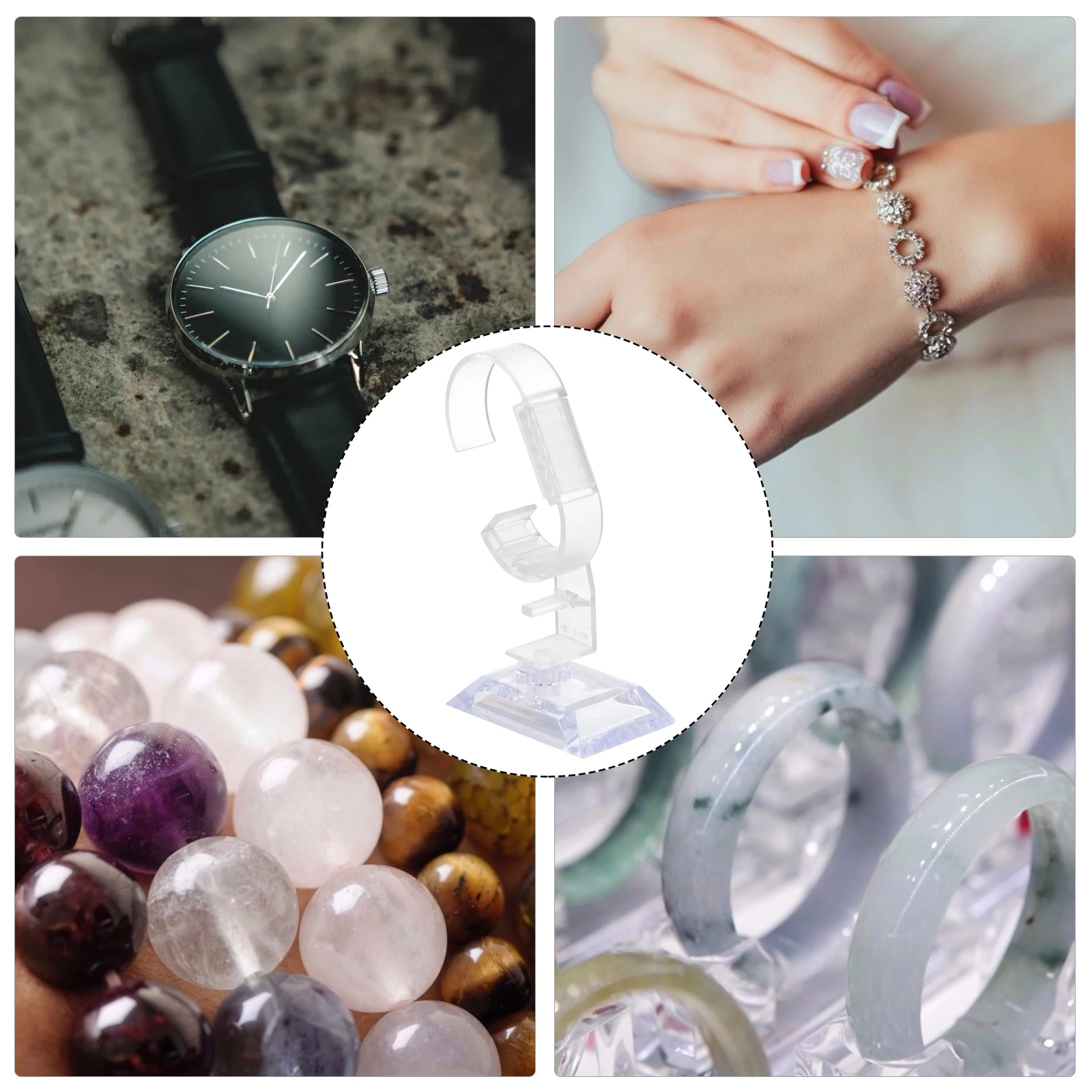 

10 Pcs Watch Display Stand Adjustable Jewelry Holder Clear Ring Bracelet Rack for Desktop Storage Watches Accessories