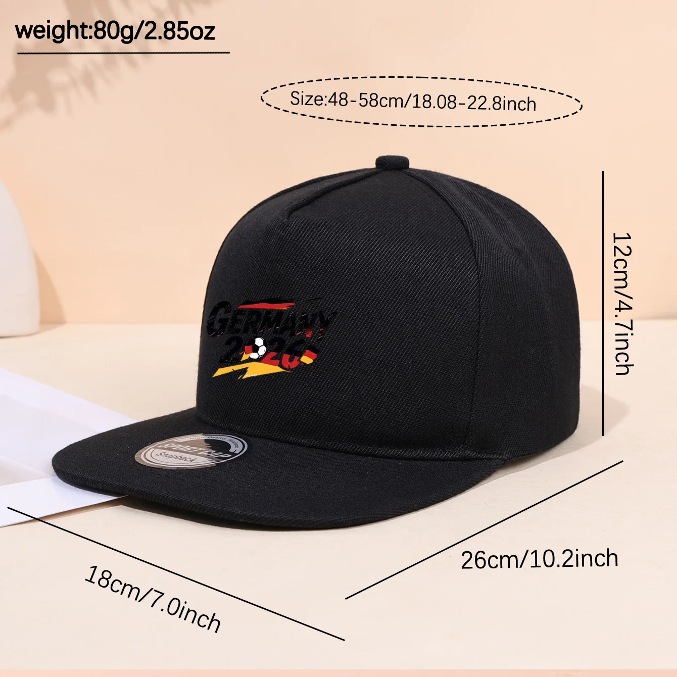 1PC Germany 2026 Football Flat brimmed Hat Breathable, Comfortable, Adjustable Headcircumference Available in Multiple Colors