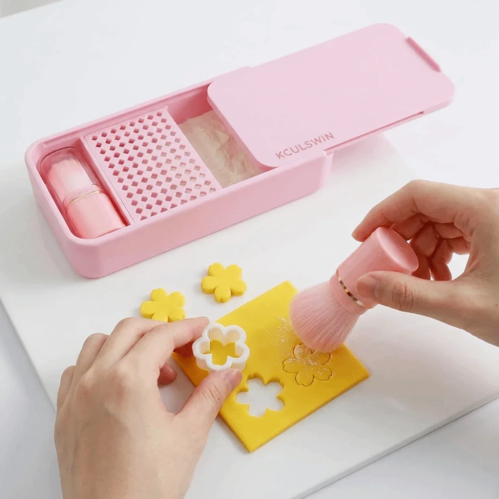 Non-Stick Polymer Clay Cutter Tool With Brush Practical Polymer Clay Crafting Tool Sliding Lid Clay Cutting Aid