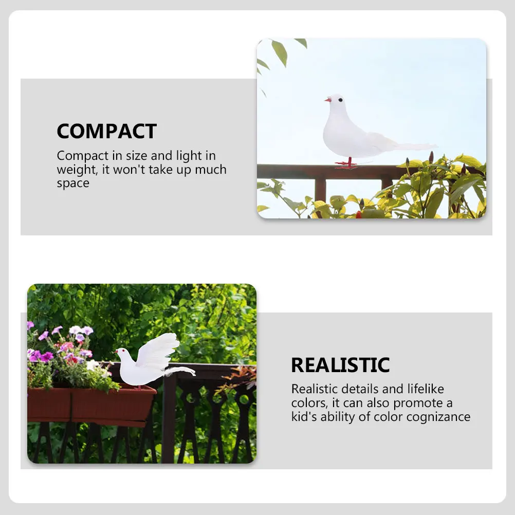 

4 Pcs Simulated Peace Dove Decorative Figurines Lightweight Gifts Kids Realistic Colors Vivid Details Gardening Scene Props