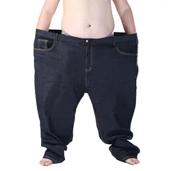 New plus size men's stretch jeans 200KG 12XL 11XL 10XL fashion loose pocket zipper oversized jeans