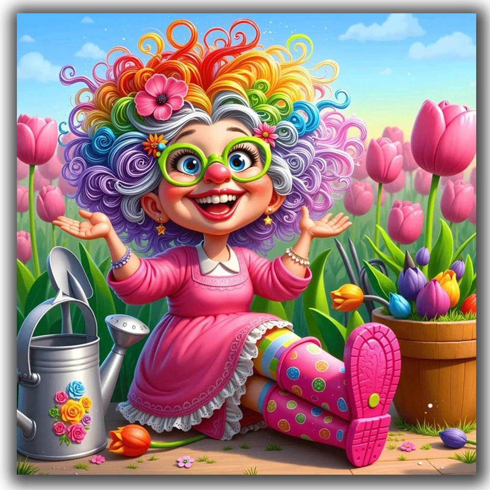 Feliz jardinero mujer DIY pintura de diamante cuadrado/redondo completo mosaico de diamantes arte joyería punto de cruz decoración del hogar