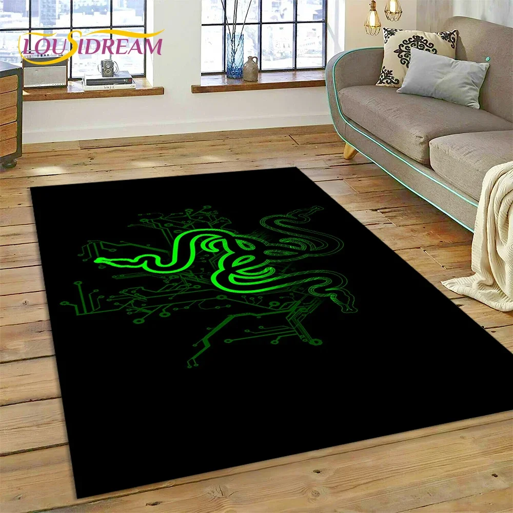 Razer Logo Game Snake Cartoon Customized Rug Carpet for Living Room Bedroom Decor,Non-slip Decoration for Sofa Doormat Gift Kid