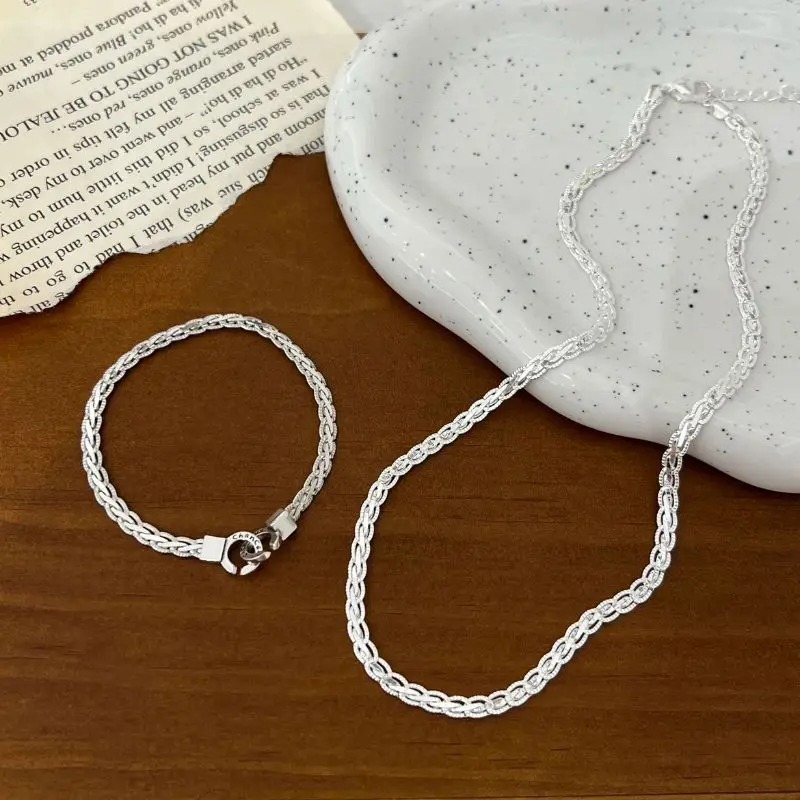 VENTFILLE 925 Sterling Silver Snake Bone Weaving Bracelet For Women Circular Fashion Trend Versatile Jewelry Gifts Dropshipping