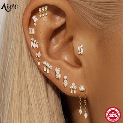 Aide 925 Sterling Silver Tragus Rock Helix Ear Piercing Earring For Women Zircon Ear Cartilage Drop Piercing Ear Lobe Jewelry