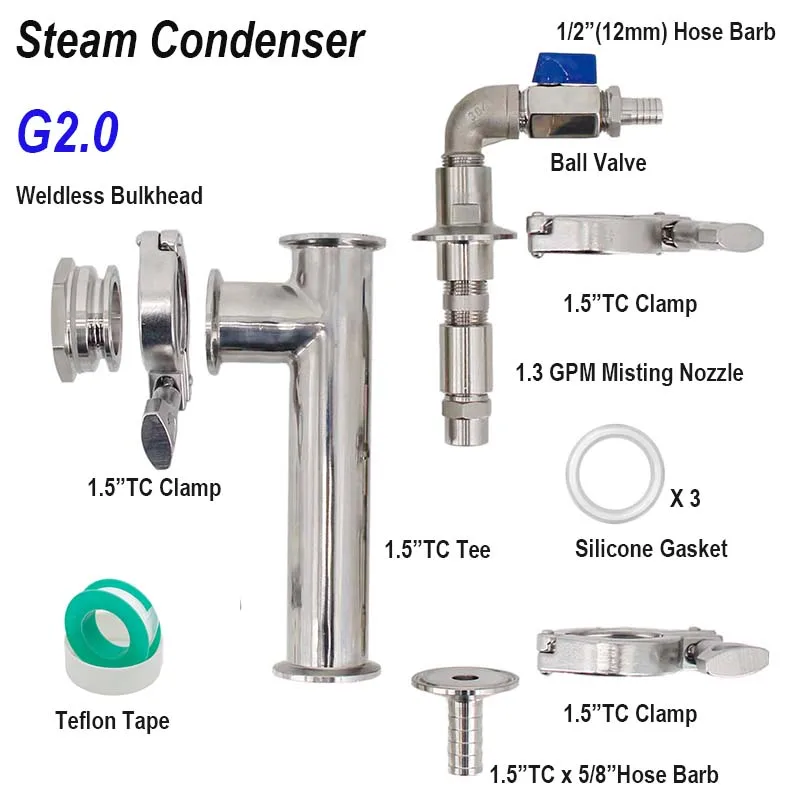 Homebrew Steam Condenser G2.0 Weldless 1.5\