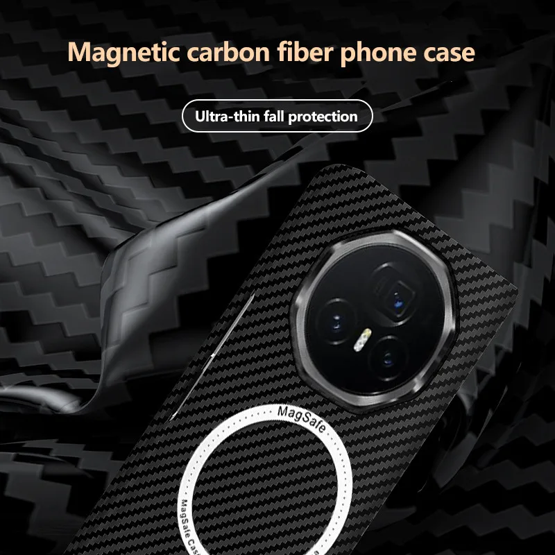 Luxury Magsafe Carbon Fiber Phone Case For Honor Magic V3 Magnetic Wireless Charging Shockproof Hard Cover