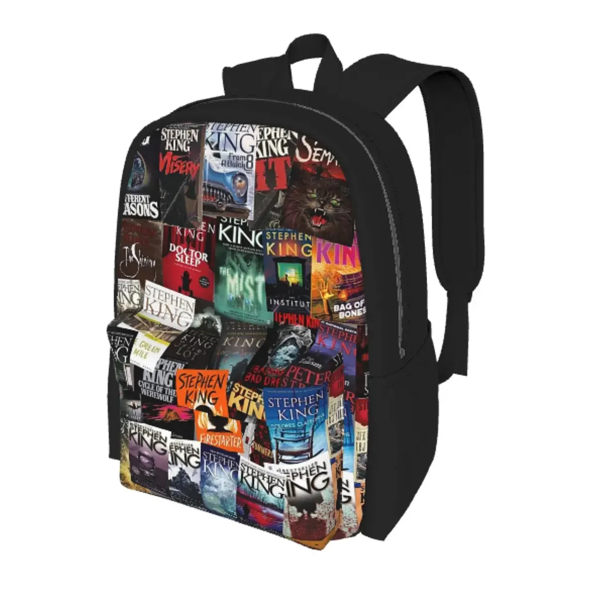 

Stephen King Book Covers, Horror Bookworm Student Backpack School Bag Hiking Travel Daypack for Men Women Bookbag Shoulder Bags