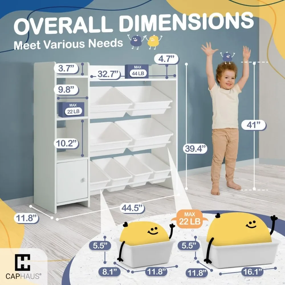 Bacs en plastique pour jouets, armoire de rangement pour articles désordonnés ou nettoyage, solution parfaite de stockage de jouets, pour chambre des tout-petits