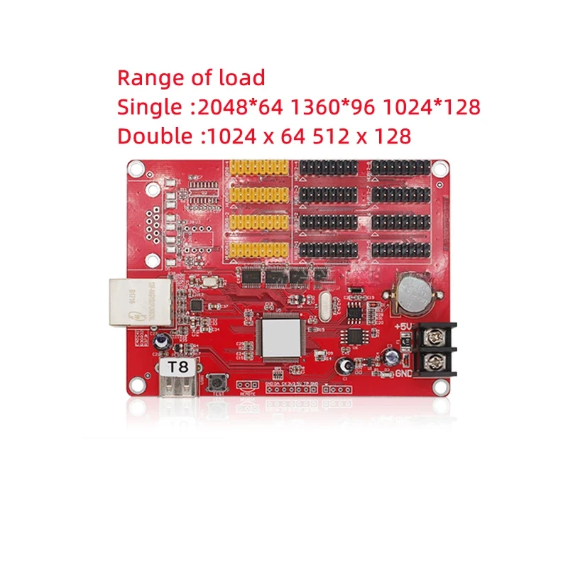 

T8 Control card LED display Advertising screen Scrolling screen Walking screen Single - and two-color network port control card