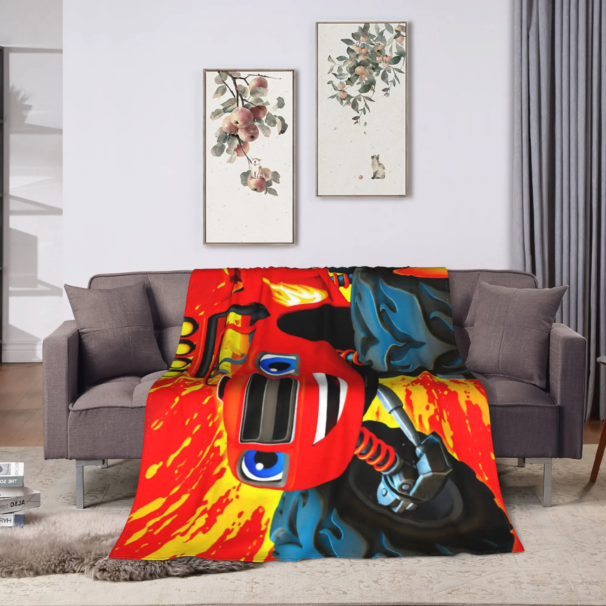 Blaze and the Monster M-Machines  Super Soft Blankets  Camping Plush Bedding Throws Living Room Flannel Bedspread Sofa Bed Cover